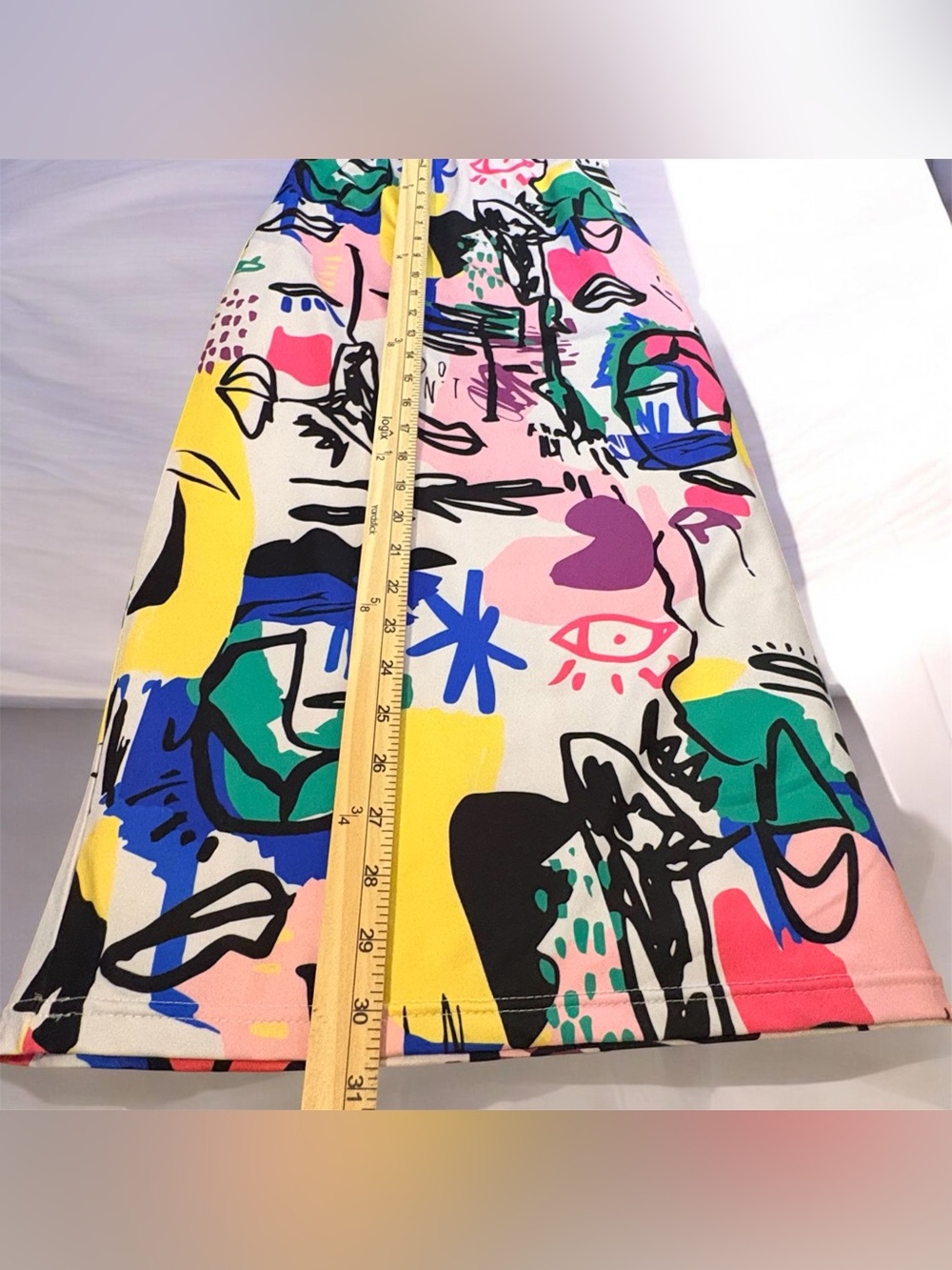SHEIN Colorful Abstract Maxi Skirt - Pink, Green, Blue, Yellow, Black - Picture 3 of 5